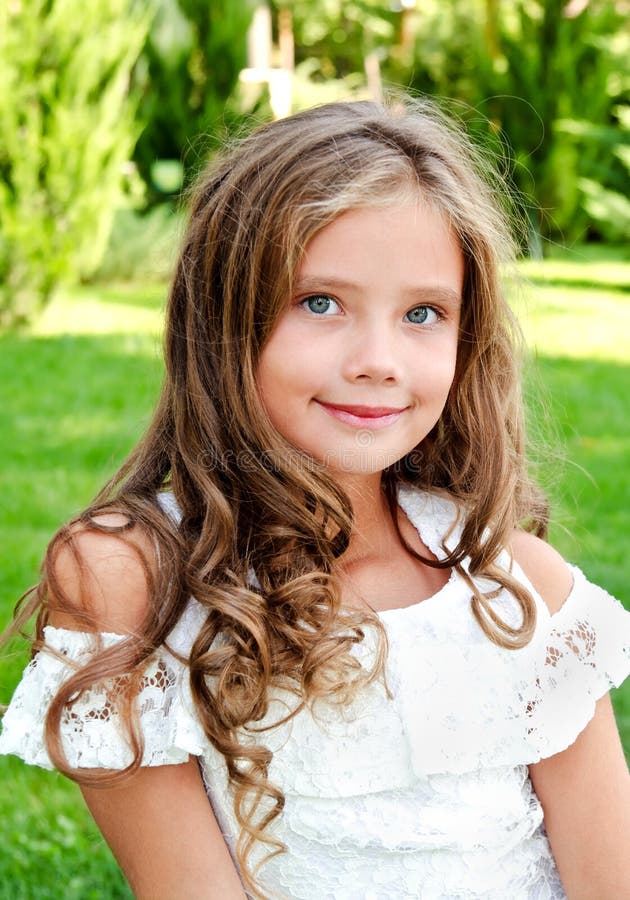 Portrait of Adorable Smiling Little Girl Child Outdoors Stock Image ...