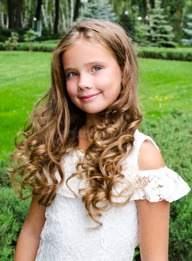 Portrait of Adorable Smiling Little Girl Child Outdoors Stock Image ...