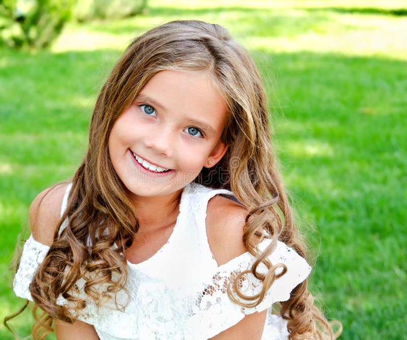 Portrait of Adorable Smiling Little Girl Child Outdoors Stock Image ...