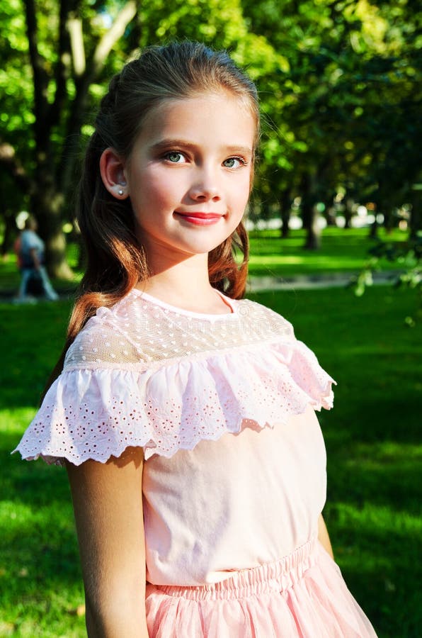 Portrait of Adorable Smiling Little Girl Child in Princess Dress on ...