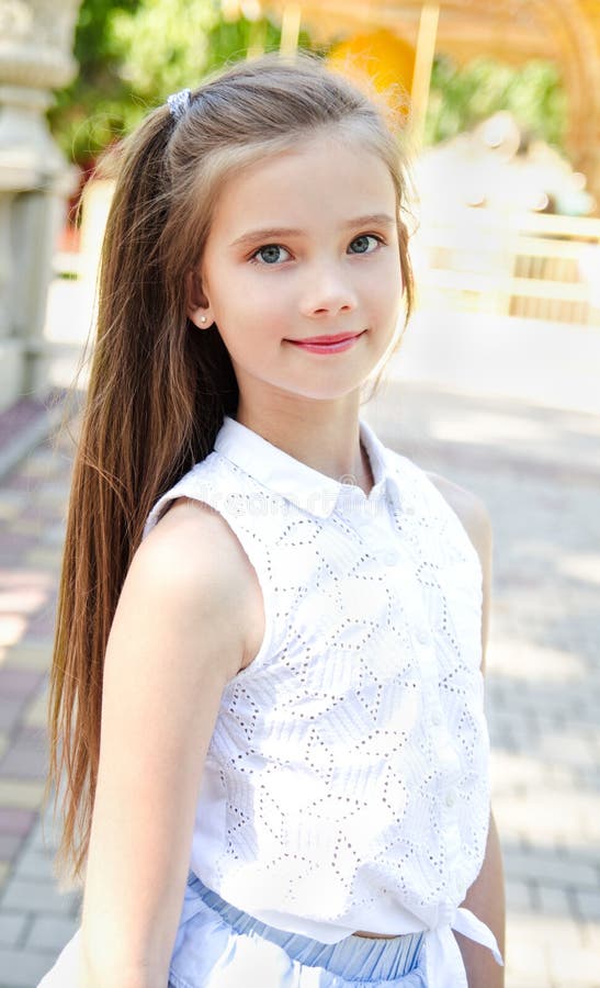 Portrait of Adorable Smiling Little Girl Child Schoolgirl Teenager ...