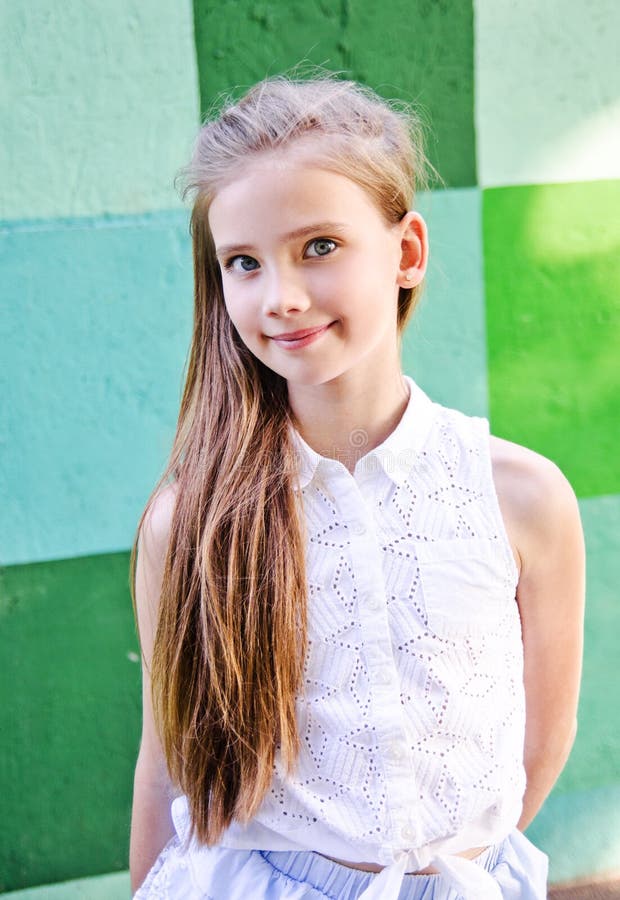 Portrait of Adorable Smiling Little Girl Child Schoolgirl Teenager ...