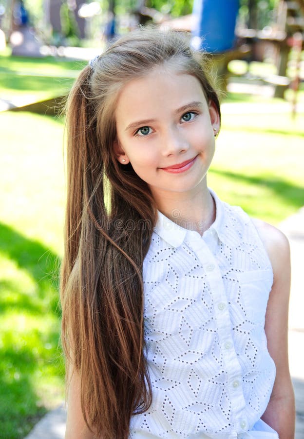 Portrait of Adorable Smiling Little Girl Child Schoolgirl Teenager ...