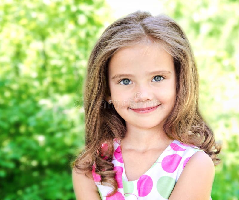 Portrait of Adorable Smiling Little Girl Stock Image - Image of cute ...