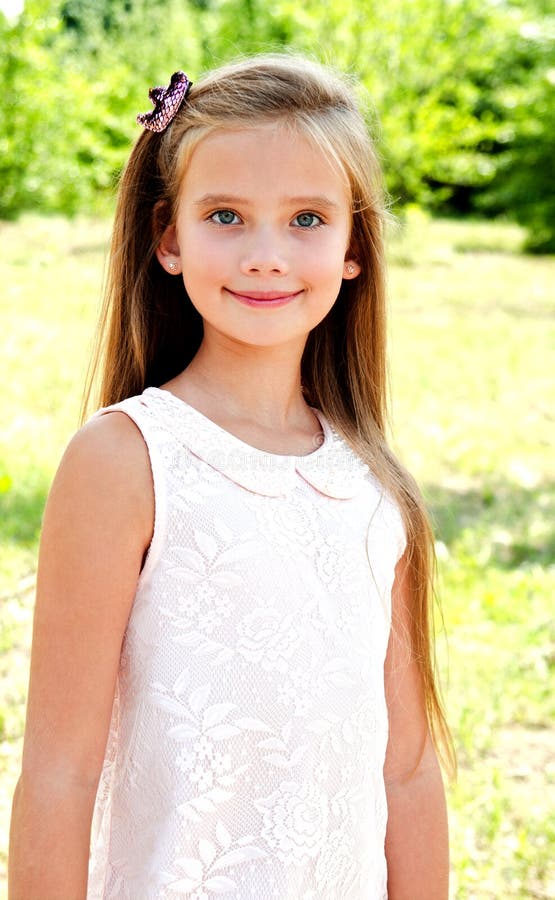 Portrait of Adorable Smiling Little Girl Outdoors Stock Image - Image ...