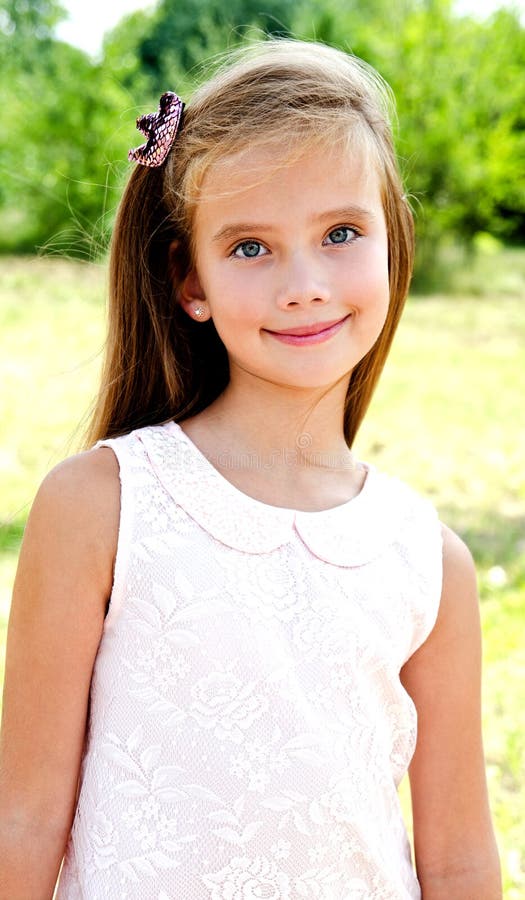 Portrait of Adorable Smiling Little Girl Outdoors Stock Image - Image ...