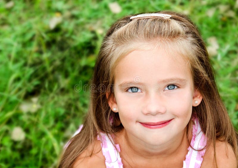 Portrait of Adorable Smiling Little Girl in Summer Day Stock Image ...