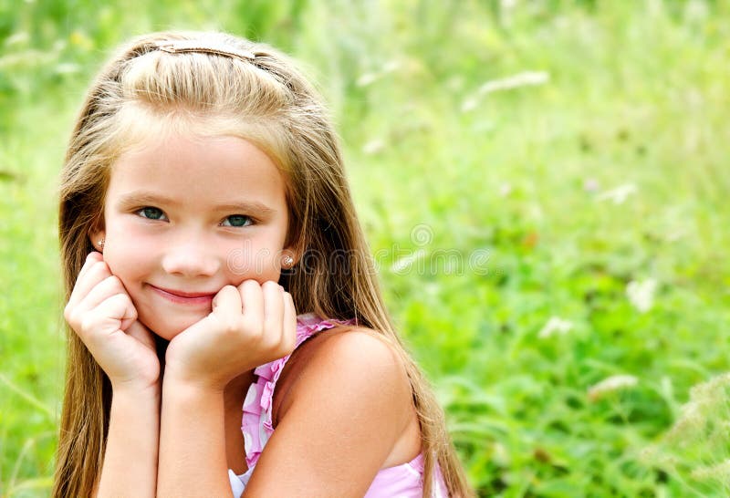 Portrait of Adorable Smiling Little Girl Stock Photo - Image of model ...