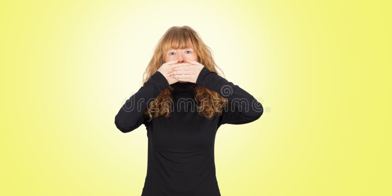 Woman silencing herself royalty free stock images Woman silencing herself royalty free stock images