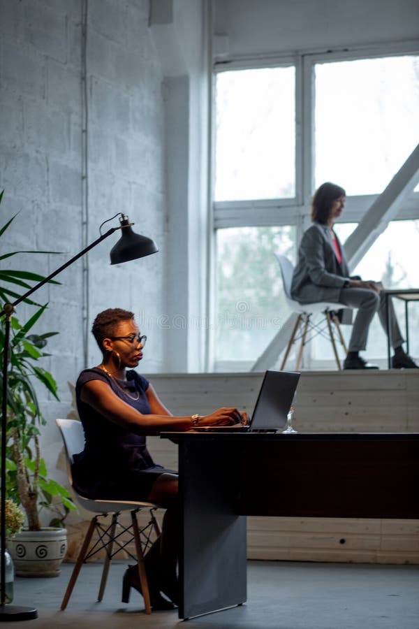 Portrait of African Business Woman Working on Laptop in the Office Stock  Image - Image of business, female: 135764771