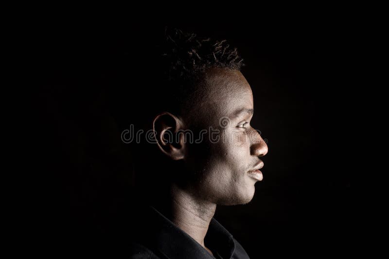 Portrait of a African Man on Black Background,profile Stock Image - Image  of handsome, male: 150329585