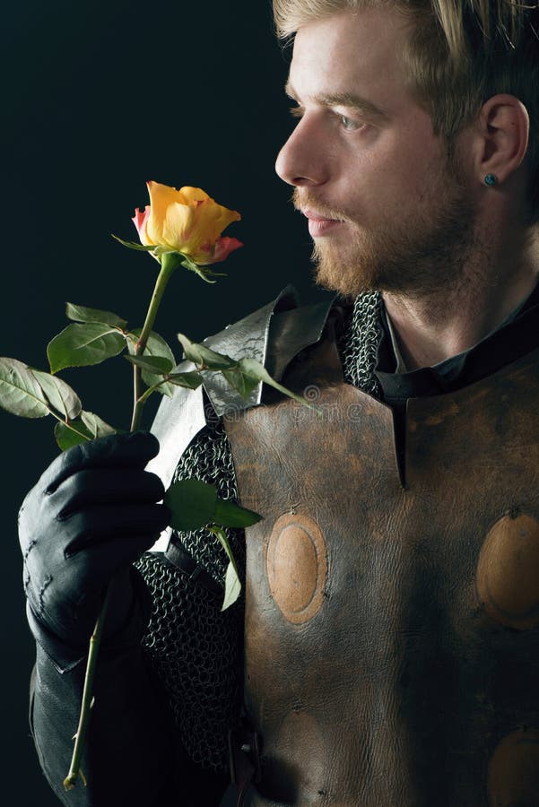 Portrait of ancient knight stock photo