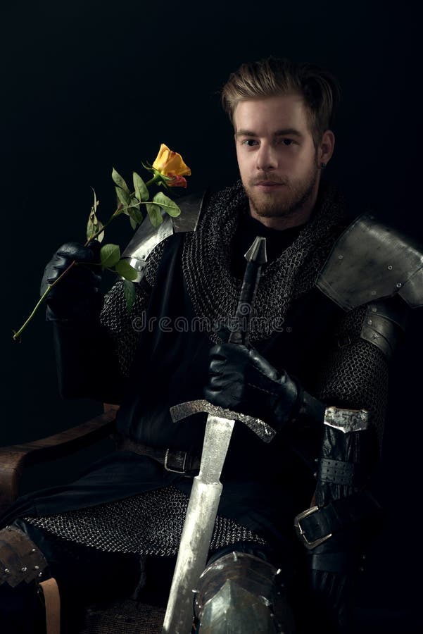 Portrait of ancient knight stock photography