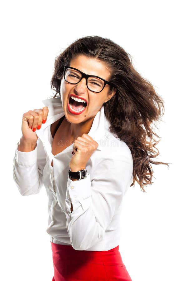Screaming Business Woman With Glasses Stock Image Image Of Glasses