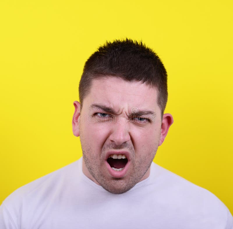 Portrait Of Angry Man Screaming Stock Photo Image Of Mouth Bossy