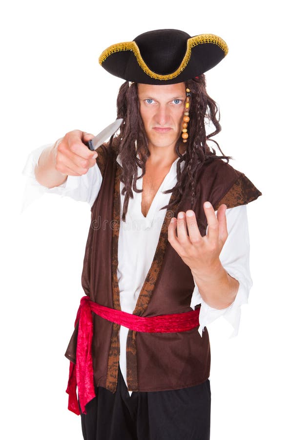 Angry Pirate Using Computer Stock Image - Image of courage, people ...