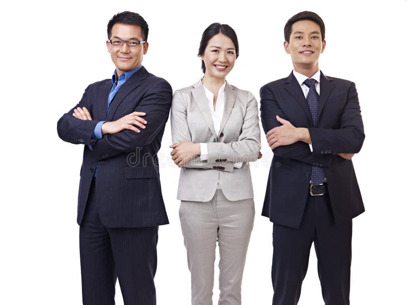 Portrait asian business team, isolated on white. Portrait asian business team, isolated on white.