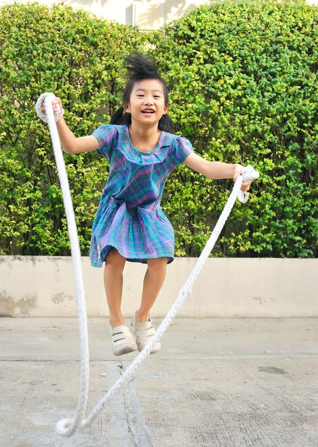 asian girl skipping