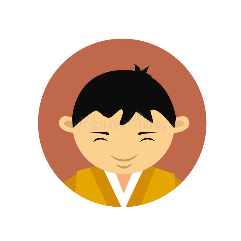 An Asian guys face An avatar of a young businessman A happy student  Vector flat illustration Stock Vector  Adobe Stock