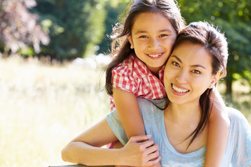 Portrait Of Asian Mother And Daughter In Countryside royalty free stock photos Portrait Of Asian Mother And Daughter In Countryside royalty free stock photos