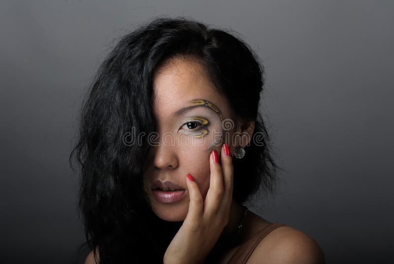 Portrait of asian woman with creative makeup stock photos