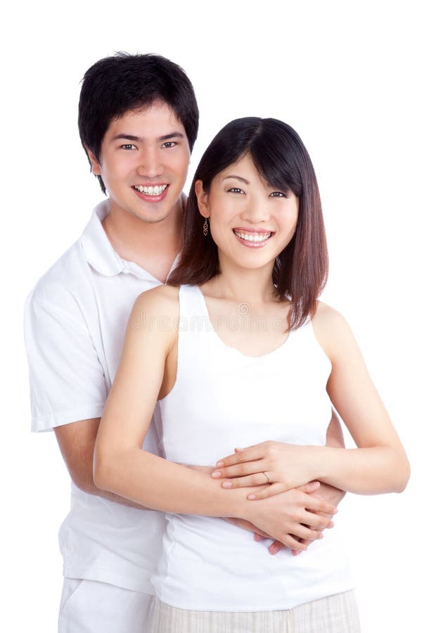 Portrait asiatique heureux de couples image libre de droits Portrait asiatique heureux de couples image libre de droits