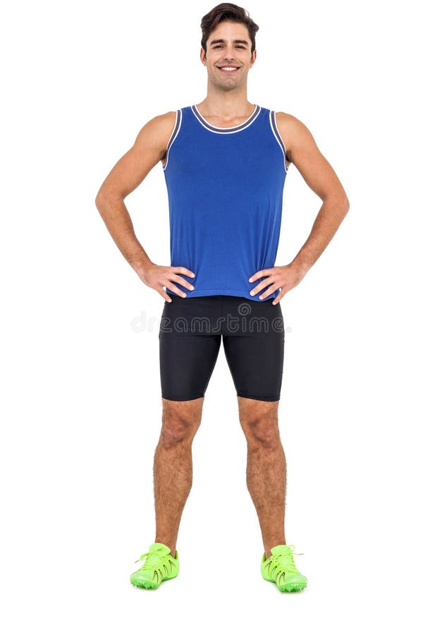 Portrait Of Athlete Man Standing With Hands On Hips Stock Image Image