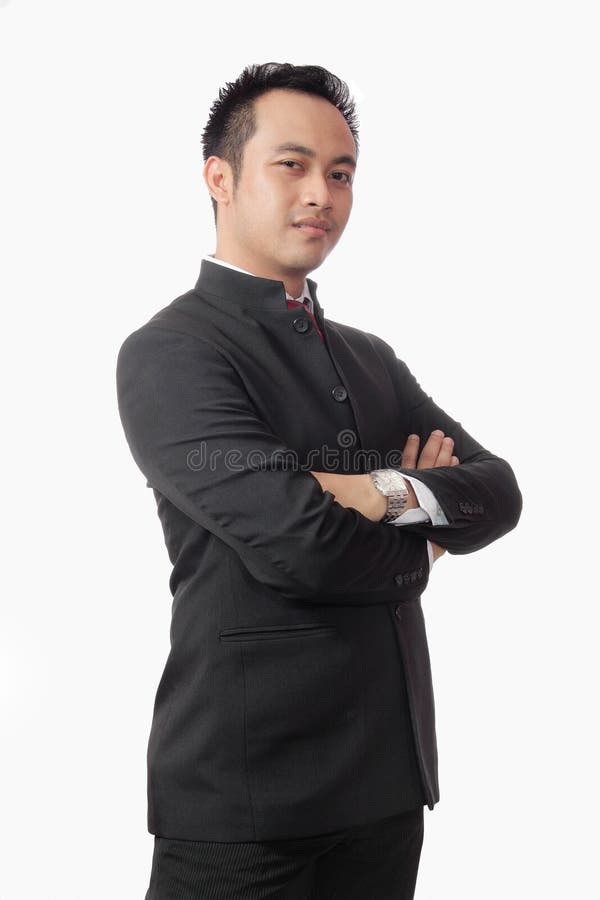 Portrait of attractive asian young man in suit