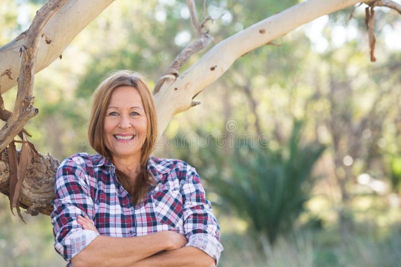 Portrait attractive mature country woman