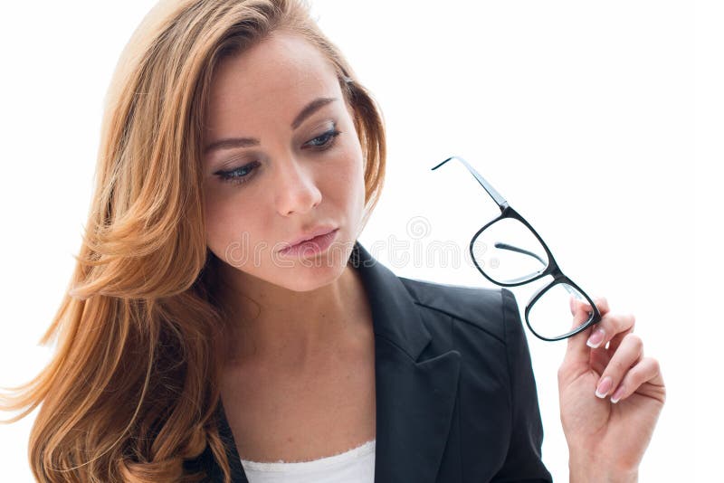 Portrait of attractive woman with glasses stock photography 
