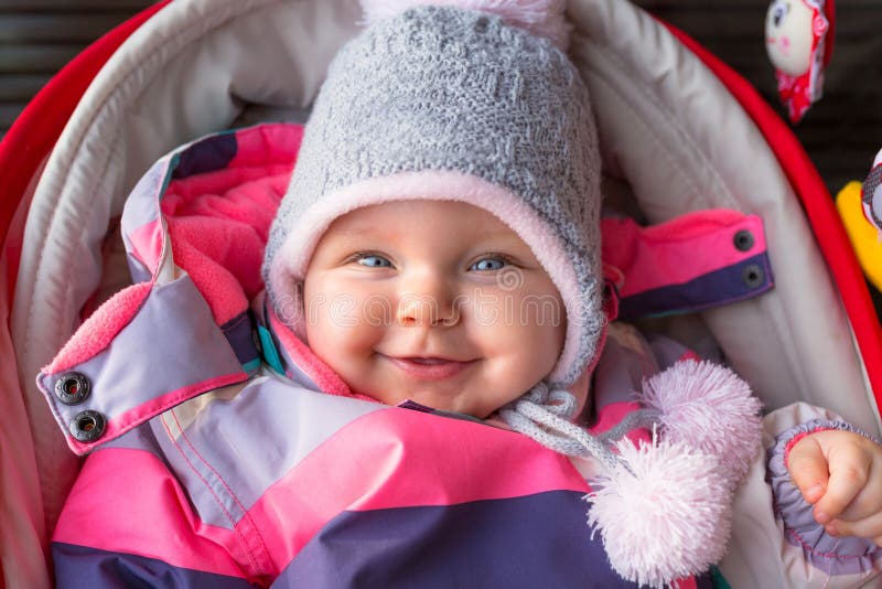 Portrait of Baby Girl in Winter Jacket Stock Photo Image of adorable