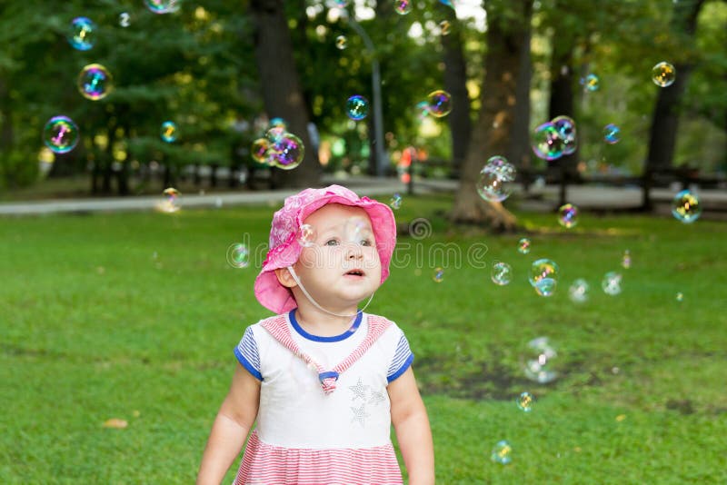Portrait of a baby and soap bubbles royalty free stock photography Portrait of a baby and soap bubbles royalty free stock photography