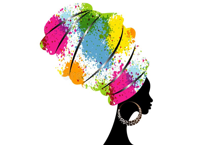 Womens Black Woman Kente African Print Multicolor Head Wrap Shirt Womens Black Woman Kente African Print Multicolor Head Wrap Shirt