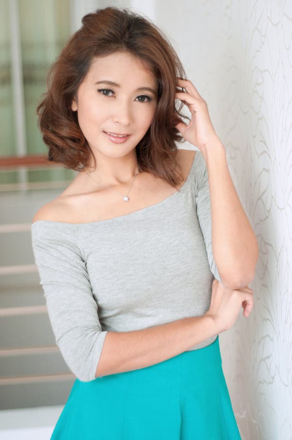 Portrait Beautiful Asian Girl Show Fashion Concept Stock Photo - Image