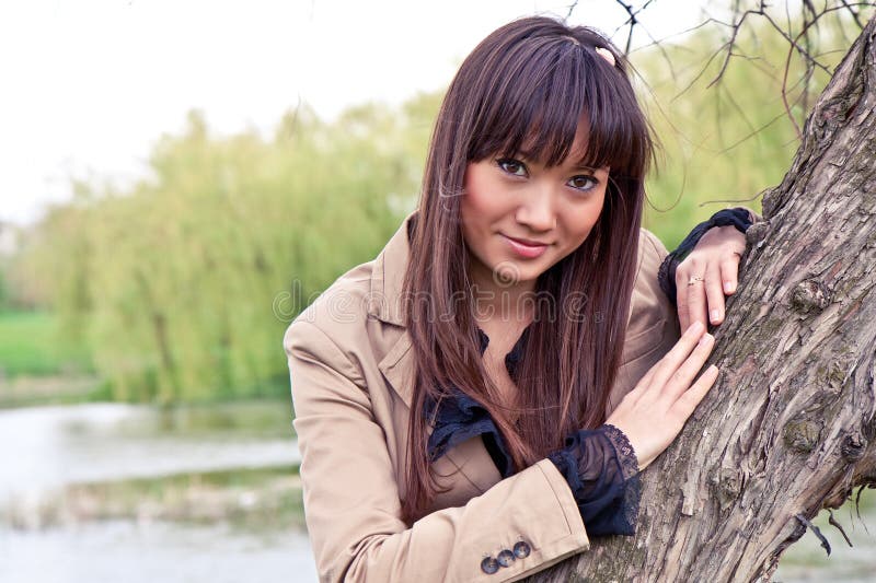 Portrait of a beautiful asian woman outdoor