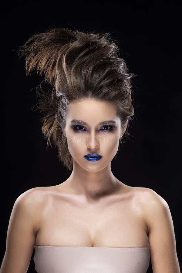 Best Asian Breasts Nude - Portrait of a Beautiful Big Breast Asian Naked Shoulders, Vanguard  Conceptual Hairstyle and Aggressive Blue Lips Makeup Girl Stock Image -  Image of clean, female: 116350247