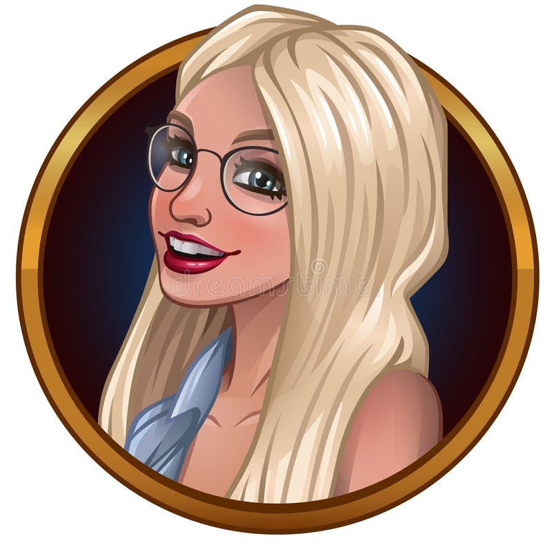 Portrait of Beautiful Blonde with Glasses Stock Vector - Illustration