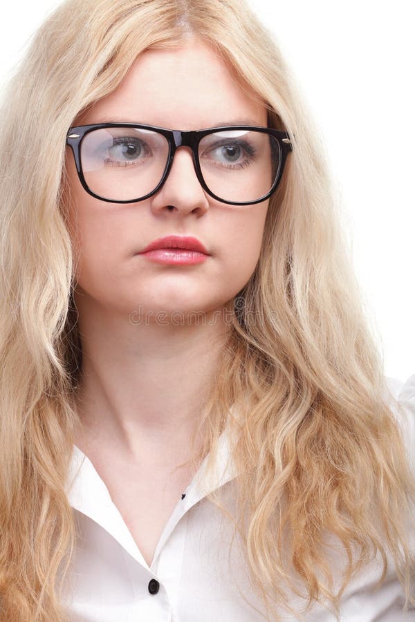 Portrait Of Beautiful Blonde Glasses Woman Stock Image Image Of Cold