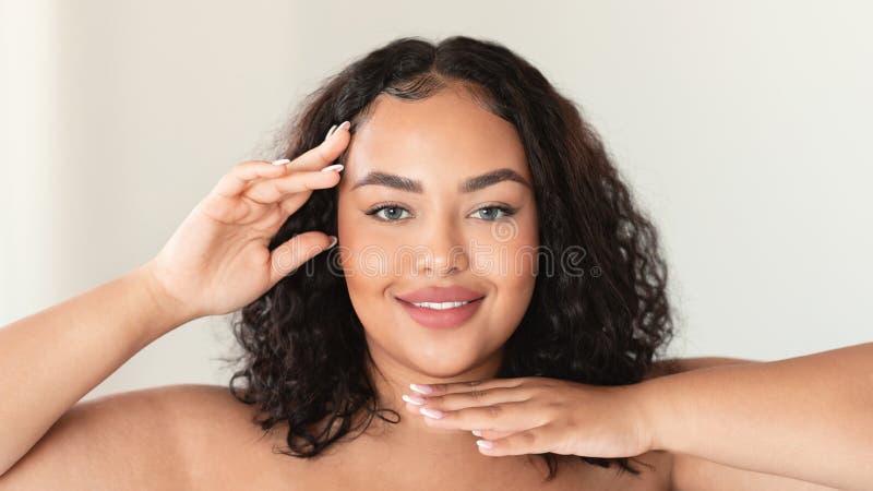 Portrait Of Beautiful Body Positive Woman With Perfect Skin Posing In 