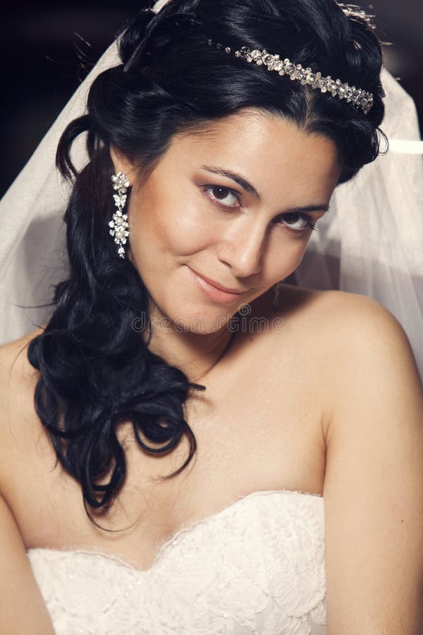 Portrait of a beautiful bride indoors royalty free stock photography