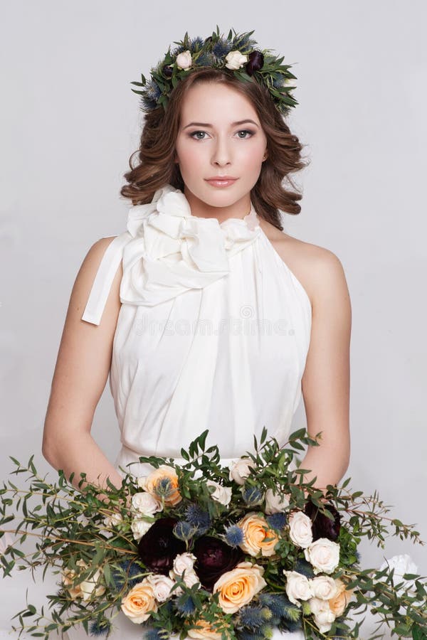 Portrait of beautiful bride. Wedding dress.