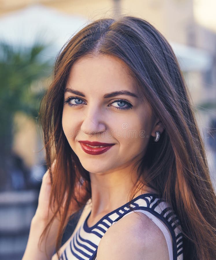 Portrait of Beautiful Charming Smiling Woman Stock Photo - Image of ...