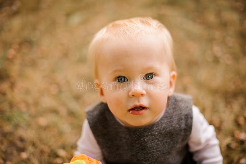 Portrait of a beautiful and cute blonde baby royalty free stock photo Portrait of a beautiful and cute blonde baby royalty free stock photo
