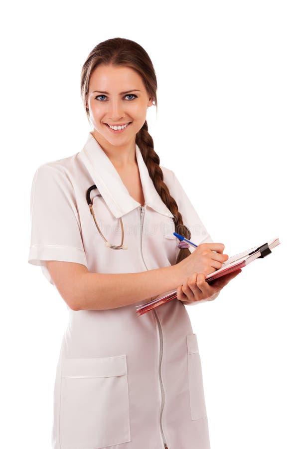 Portrait of a beautiful elegant successful doctor royalty free stock photo