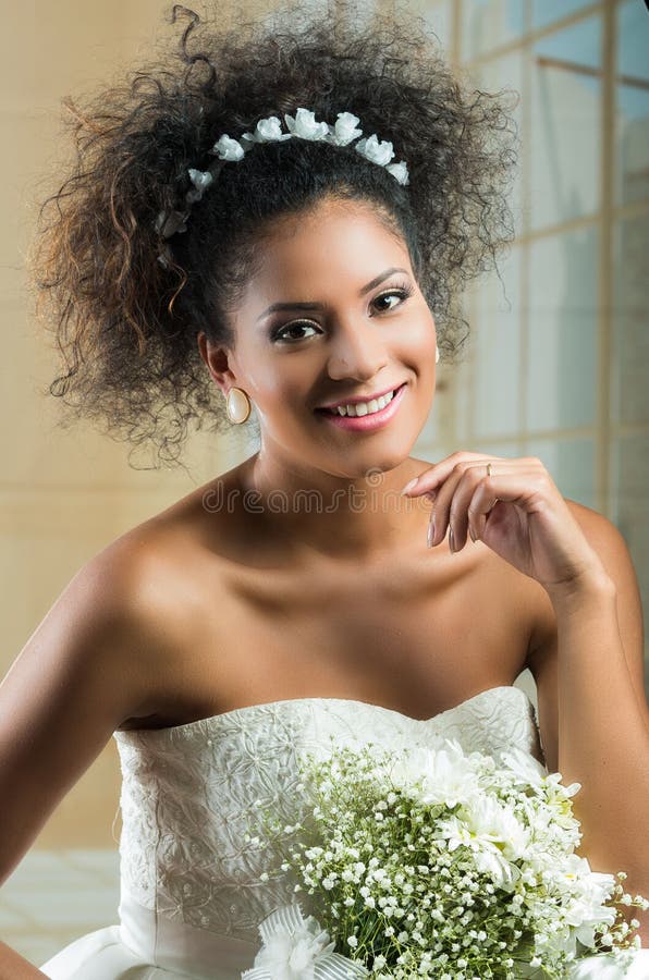 Portrait of beautiful exotic latin bride wearing stock images Portrait of beautiful exotic latin bride wearing stock images