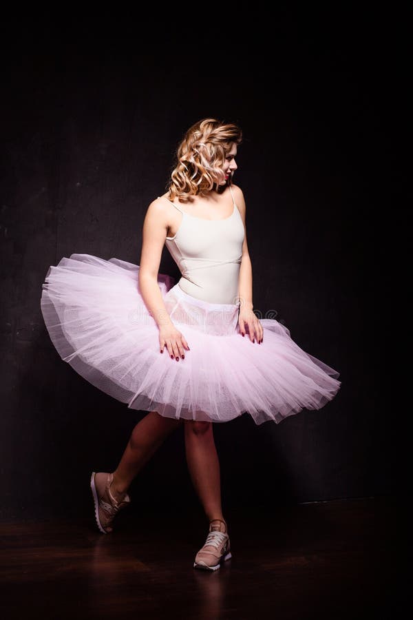 Portrait of Beautiful Fit Young Ballerina Girl in Pink Casual and ...