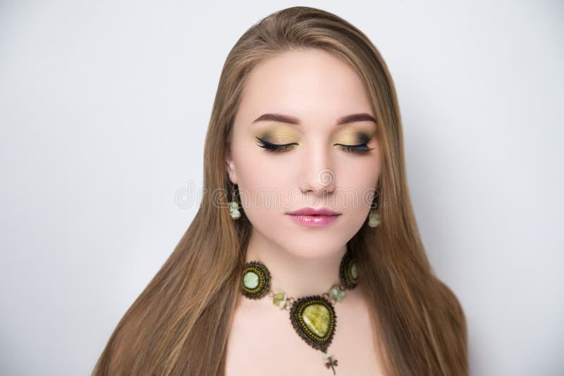 Portrait of beautiful girl with bright make up stock images Portrait of beautiful girl with bright make up stock images