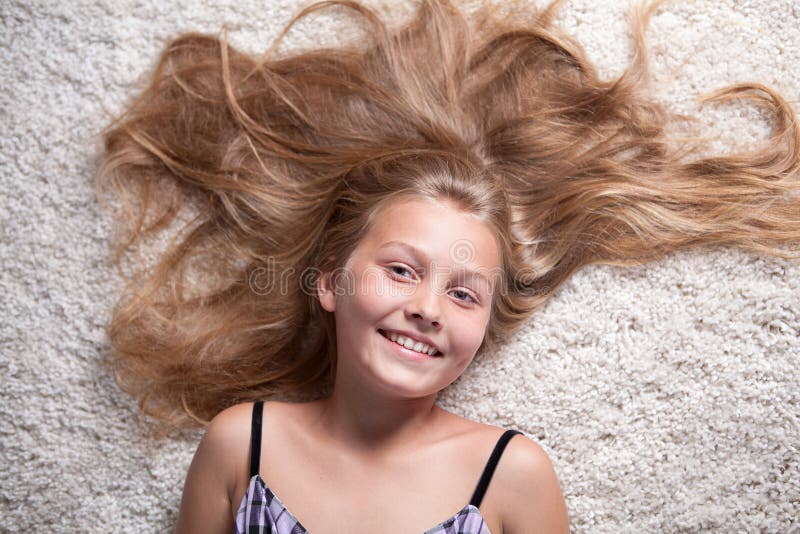 Portrait of Beautiful Girl with Long Hair. Stock Image - Image of face ...