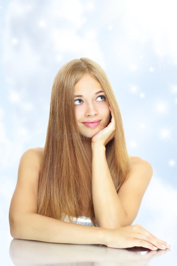 Portrait of a beautiful girl with long hair royalty free stock photos Portrait of a beautiful girl with long hair royalty free stock photos