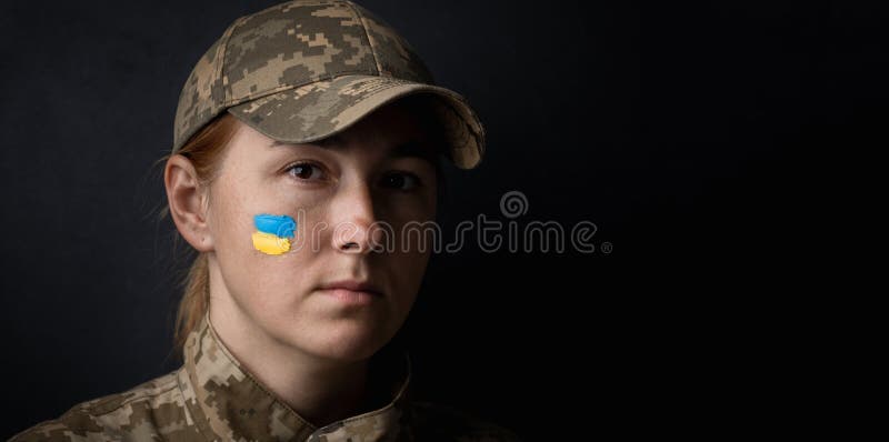 Portrait of Beautiful Girl with Yellow and Blue Ukrainian Flag on Her ...